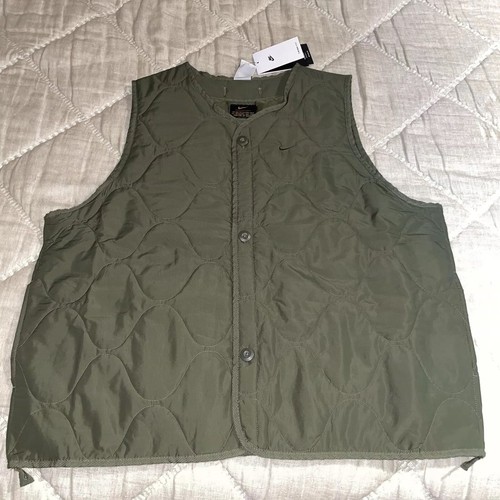 Nuevo L Nike Life Tejido Calce Térmico Caqui Verde Acolchado Chaleco Militar Chaqueta Abrigo - Imagen 3 de 17