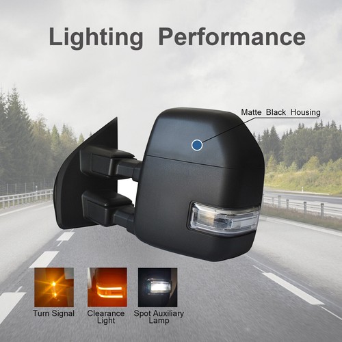 Pair Towing Mirrors Power Turn Signal Fit 2017-2020 Ford F-250 F-350 Super Duty - Picture 4 of 12