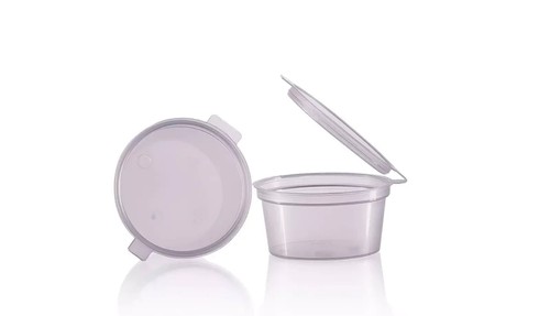 Round Hinged Sauce Pot Containers 1oz, 2oz, 4oz Hinged Deli Pots Takeaway Pots - Picture 2 of 12