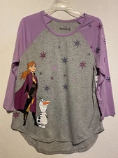 Pajama Top Women Frozen II Raglan Top Lightweight Shirt Anna Olaf Size L Large