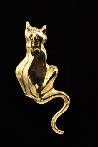 MFA Vintage Cat Pin Brooch Shiny Gold Tone Museum 