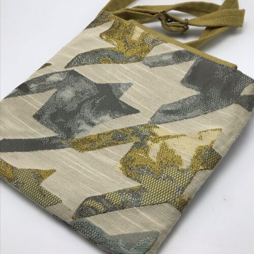 One of a Kind Design Crossbody Shoulder Bag Purse Geometric Muted Green Aqua Tan - Picture 3 of 10