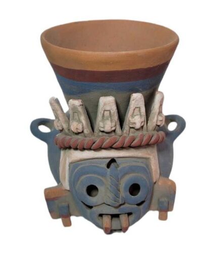 Tlaloc Aztec Vessel, Aztec Decor, Aztec God Of Rain, Tlaloc Aztec God Of Water - Picture 3 of 9