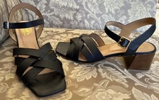 COACH AND FOUR Black Fine Leather  Slingback Sandals Women Sz 8.5 M