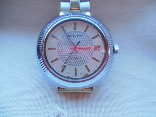 LARGE RARE VINTAGE 1972 POLJOT, 50 YEARS USSR, 17 JEWELS MANUAL, CHROME/SS, SERV - Picture 3 of 8