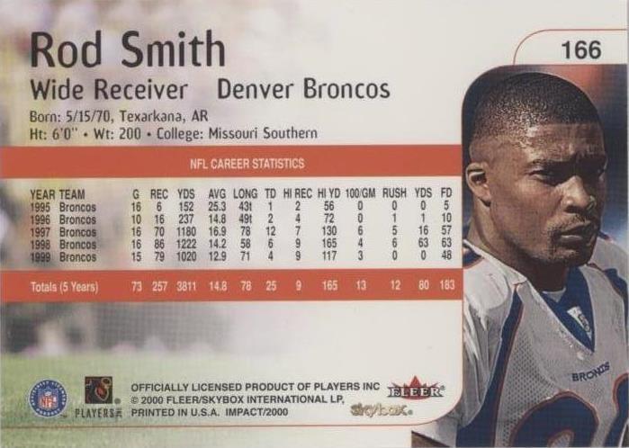 2000 Skybox Impact Rod Smith #166