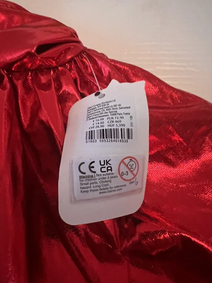 Nuevo Vestido Elegante Halloween Talla Única Capa Bruja Diablo Rojo Nuevo con Etiquetas Adulto Niño Foto 4 de 4