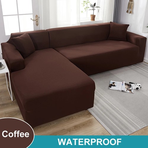 Sofa Cover 1/2/3/4 Seater Sofa Cover Elastic Solid Color Corner Armchair Covers - Bild 30 von 35