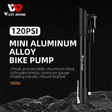 WEST BIKING Portable Bike Pump Pressure Gauge Floor Pump Tire Inflator 120PSI