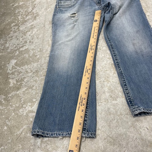 Wrangler Rock 47 Jeans Mens 38x29 Blue Pants Bootcut Distressed Grunge Tag 38x30 - Picture 7 of 14