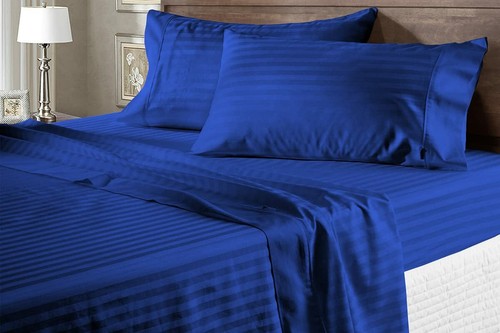 Tremendous Waterbed Sheet Set 1000 TC Egyptian Cotton Queen Size Stripes Colors - Picture 91 of 95