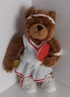Plush Tennis Bear Racket Ball Headband Red White 11" Terry's Village Tag Animal