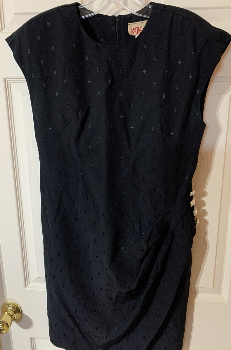 Vintage Katie Petite 8 MFG Black Formal Dress Shoulder