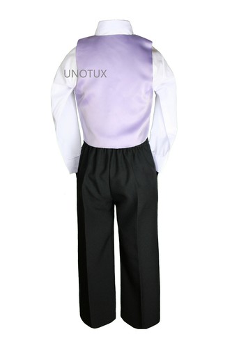 7pc Baby Boys Formal Wedding Black Suits Tuxedo Extra Color Vest Bow Tie Set S-7 - Picture 48 of 92