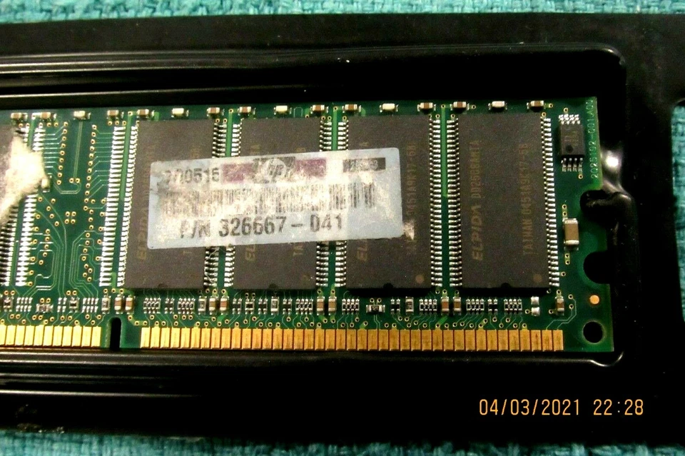 ELPIDA EBD25UC8AMFA, 256MB, DDR-400, 184-PIN DIMM, HP P/N 326667-041 DIMM - Image 3 of 3