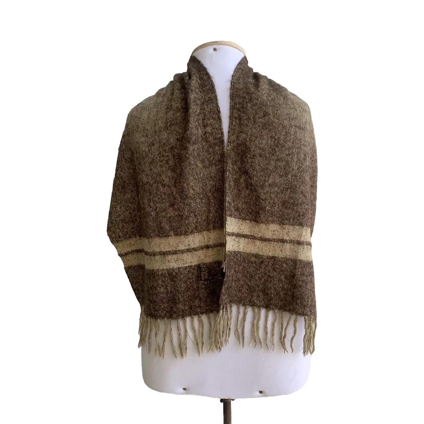 Foulard vintage Christian Dior mohair polyamide   Made in Italy   Marron beige #A119