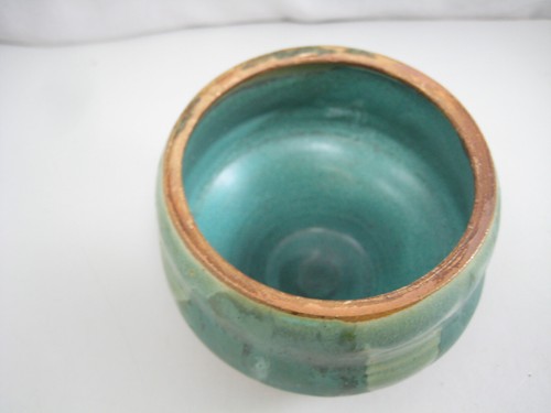 Art Pottery Candy Nut Dish Canister Green with Leaf Design Artist Signed - Picture 4 of 12