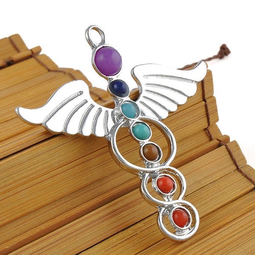 Seven Chakra Healing Point Reiki Bead Gemstone Pendant + Necklace+ Gift Pouch - Picture 9 of 39