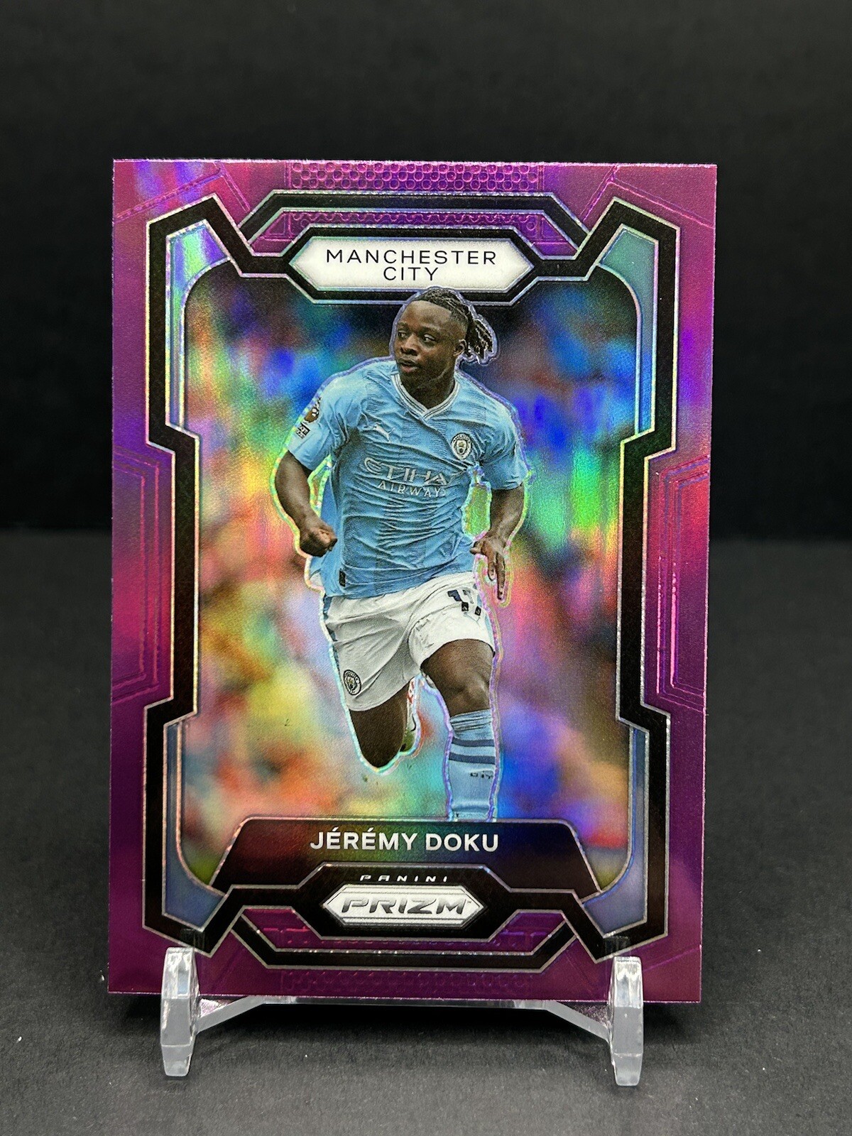 2023-24 Panini Prizm Premier League Soccer Jeremy Doku Purple Prizm #11