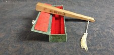 Antique Perforated Wooden Fan with Original Box