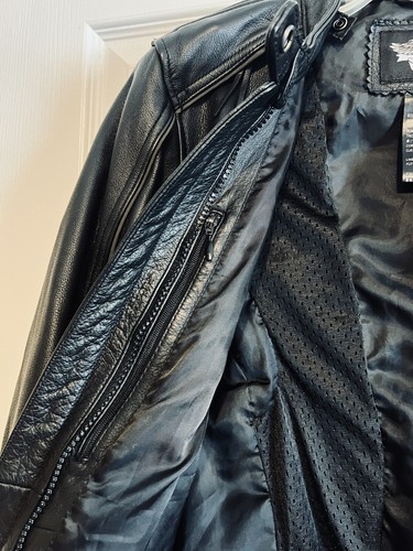 HARLEY-DAVIDSON Women's Purple Steel Heart Black Leather Biker Jacket Small - Picture 14 of 18