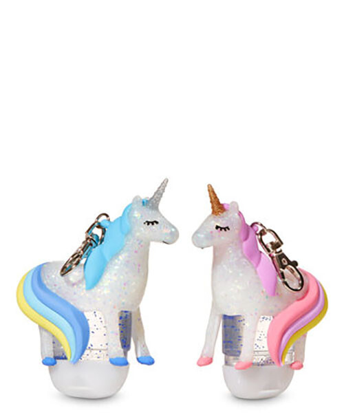 Bath and Body Works BE MY BFF UNICORNS POCKETBAC HOLDER W/KEYCHAIN