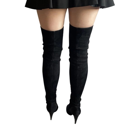 Botas altas hasta el muslo ALAIA gamuza negra EUR 39 U.K. 6 - Imagen 3 de 8