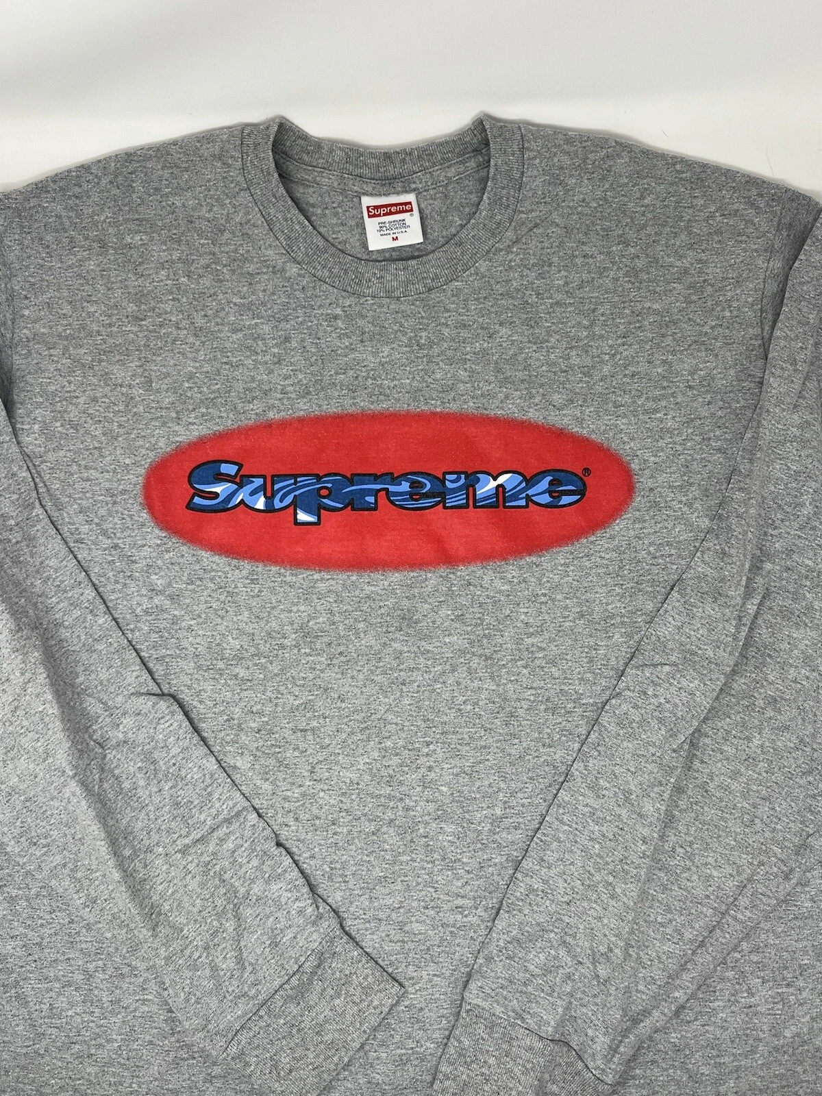 T shirt manches longues gris graphique Supreme Ripple 2018 (M)