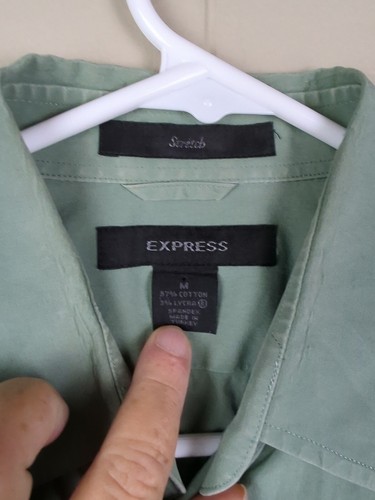 Express Modern Men's Stretch Olive Green Long Sleeve Button Down Sz Med GUC - Picture 3 of 8