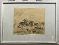 Jacques Acrement (Xx) Landscape Winter Village Countryside Signed And Dated 1938