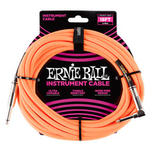 Ernie Ball 18' Braided Straight/Angle Instrument Cable Neon Orange P06084