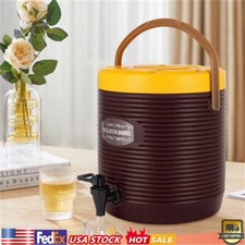 13L Hot & Cold Drink Dispenser Insulated Beverage Dispenser with Faucet Brown US