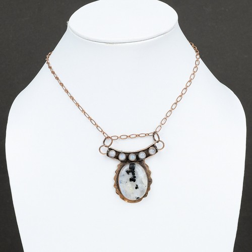 Oferta del Día de la Madre Cobre Natural Arco Iris Piedra Lunar Hecho a Mano Boho Colgante Joyería - Imagen 5 de 7