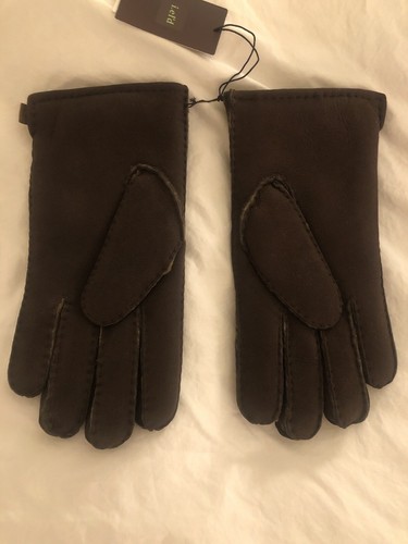NWT New Suede Leather Gloves Shearling Chocolate Brown L - Picture 4 of 8