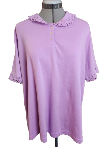 Top de mujer Blair manga corta lavanda corte abierto cuello y manga 2X - Imagen 1 de 8