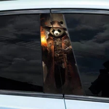 2pcs Creative Mighty Panda Car Center Pillar Sticker B-pillar Protective Film