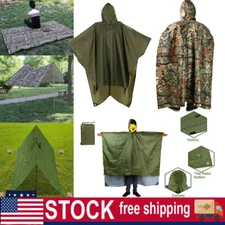 Military Waterproof Raincoat Women Men Hooded Rainwear Camping Rain Poncho