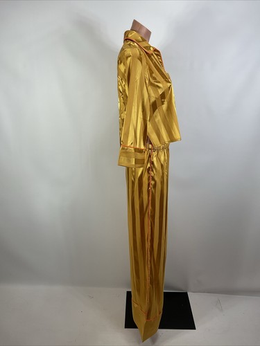Free People Intimate gold gelb Streifen Satin Pyjama PJ Robin Set XS NEU Neu mit Etikett!! - Bild 7 von 20