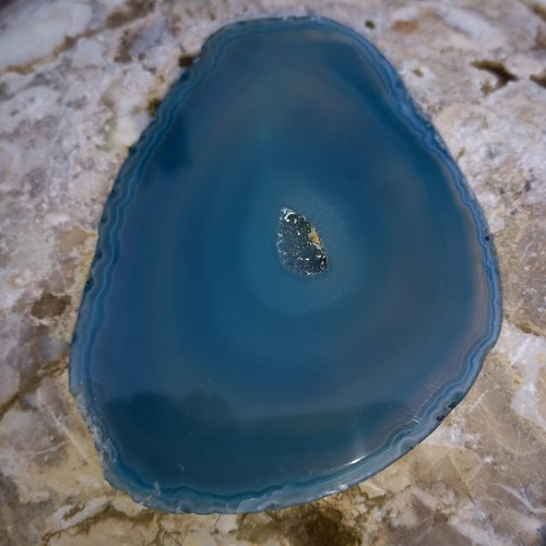Blaue Achatscheibe Scheibe Achat Zen Garten Nr.6 Agate Slice Feinfühligkeit - Photo 4/4