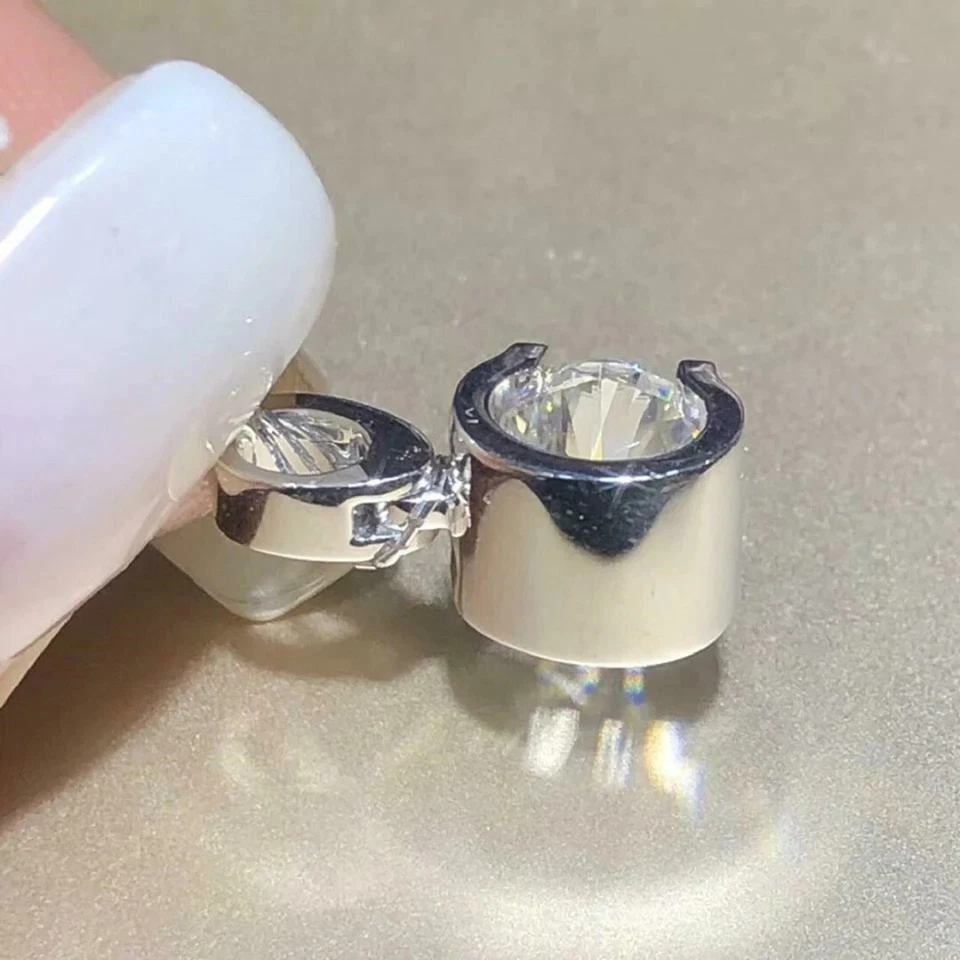 1.45CT White Round Cut Moissanite Halo Women's Party 14K White Gold Only Pendant - Image 2 of 4