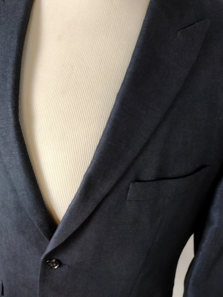 Abrigo deportivo John Bartlett Premium Fit para hombre talla 42R azul profundo mezcla de lino B50 Foto 2 de 4