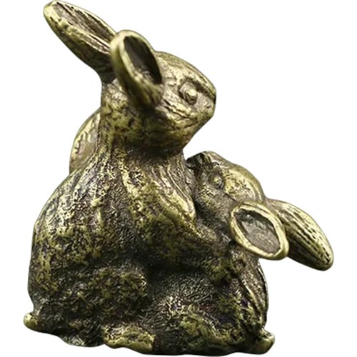 Exquisite Brass Rabbit Statues Vintage Bunny Ornament for Desktop