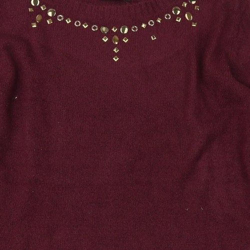 Laura Scott Womens Red Scoop Neck Acrylic Blend Jumper Size 16 - Picture 7 of 12
