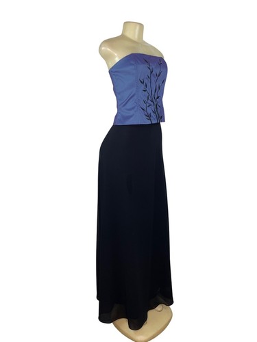 Jessica McClintock Damen trägerloses lila Top Gr. 8 & schwarz Maxirock Set Gr. 6 - Bild 2 von 13