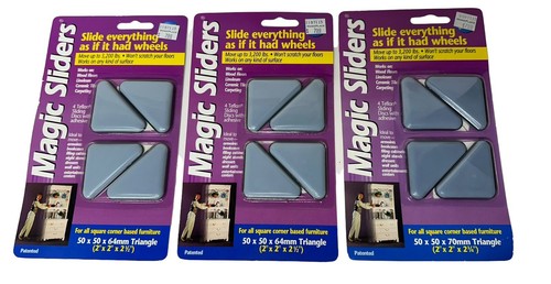 Magic Sliders Furniture Moving. up to 3,200 lbs. 2x2x2.5 Triangles 50x50x64mm - Picture 1 of 6