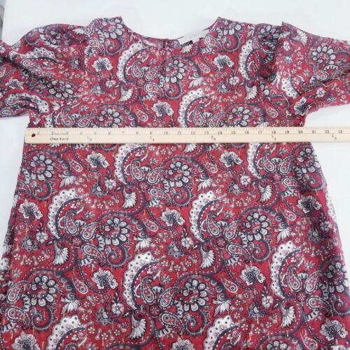 Loft Dress Women Size LP Red White Paisley Floral Sheer Keyhole Back - Picture 4 of 15