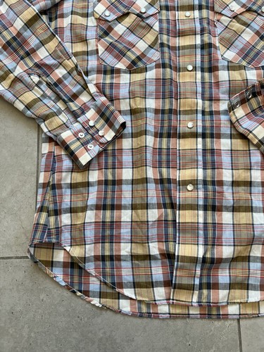 Vintage Levis Pearl Snap Big E Western Retro Button Up Plaid Sawtooth Mens Sz M - Picture 3 of 18