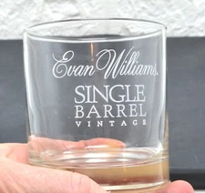 Evan Williams Bourbon Single Barrel Kentucky 3.5" Old Fashion Rocks Glass VTG