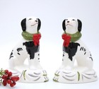 TradeCie Debi Vincent Artist RUFUS Dog Wreath 6" Figurine Set of 2 NEW