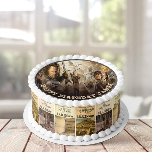 Lord of the Rings PERSONALISED EDIBLE Icing Cake Wrapper Toppers Round - Picture 3 of 6